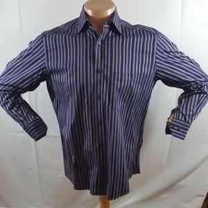 Bugatchi Uomo Long Sleeve Striped Shirt Medium